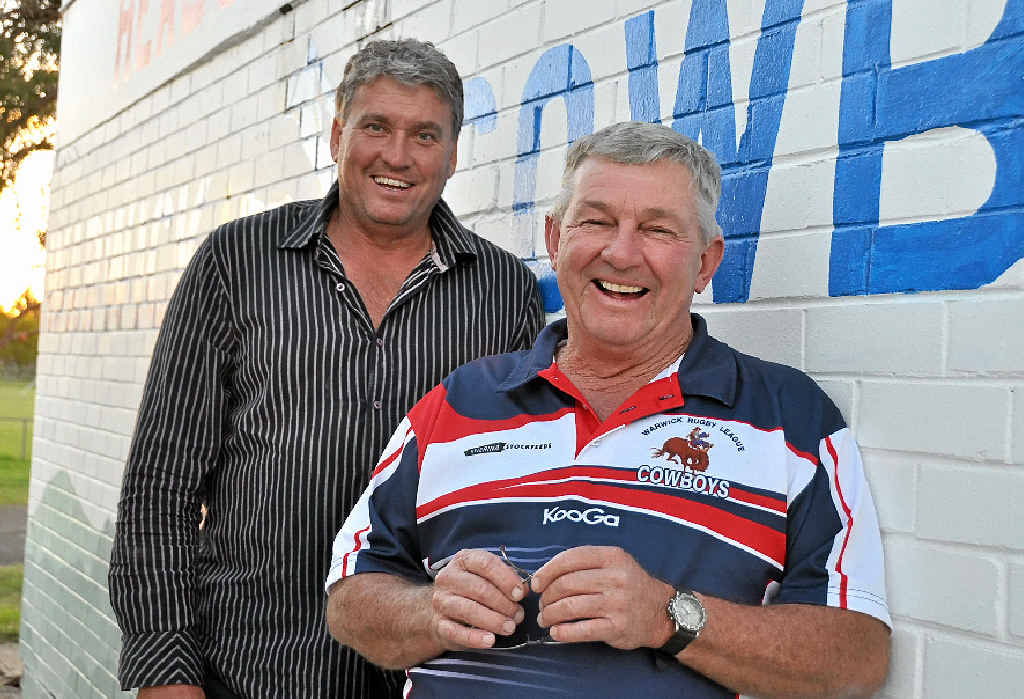 Sustainable owner-operator Brett McKenzie with Cowboys vice president Don Browne. Sustainable owner-operator Brett McKenzie with Cowboys vice president Don Browne.